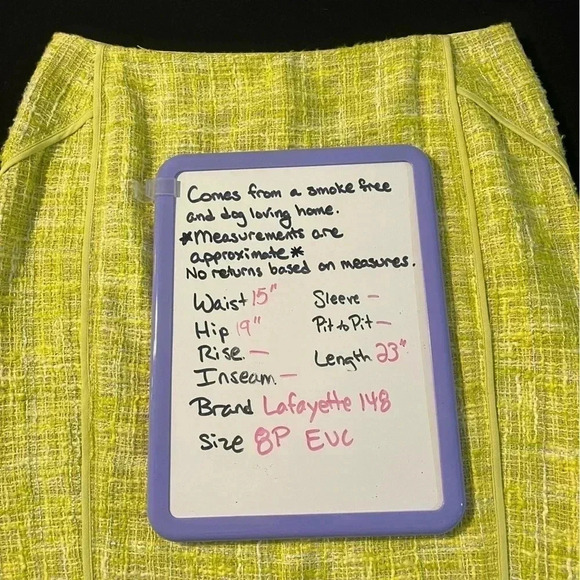 Lafayette 148 size 8P chartreuse pencil skirt with metallic threads EUC - Picture 4 of 12